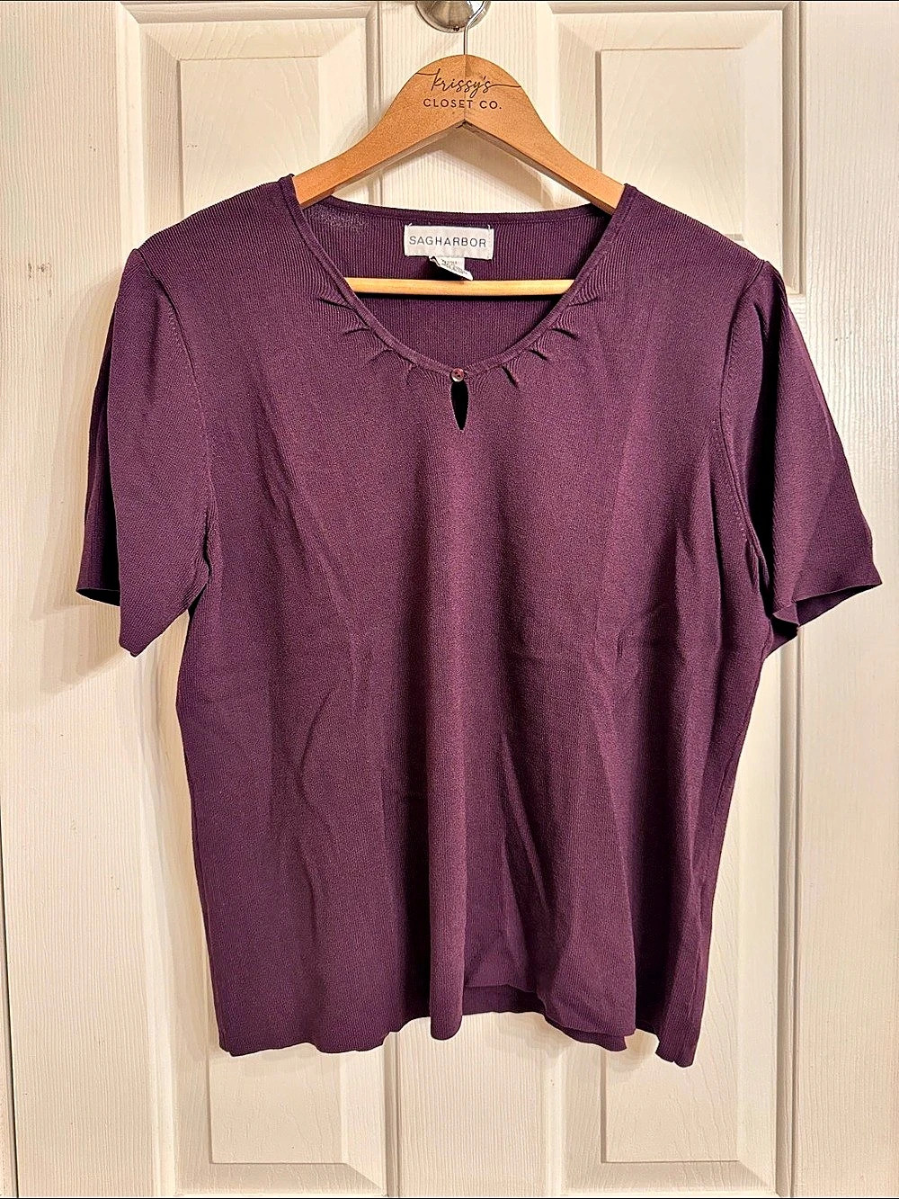 Sag Harbor Short Sleeve Top in Purple Size XL
